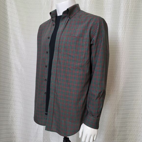 L.L. BEAN Wrinkle Resistant Shirt Lt-Mid Weight Cotton Plaid Green Red Men's M - Picture 13 of 13
